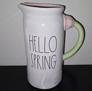 SALE! Rae Dunn Hello Spring Pitcher with Tulip Handle